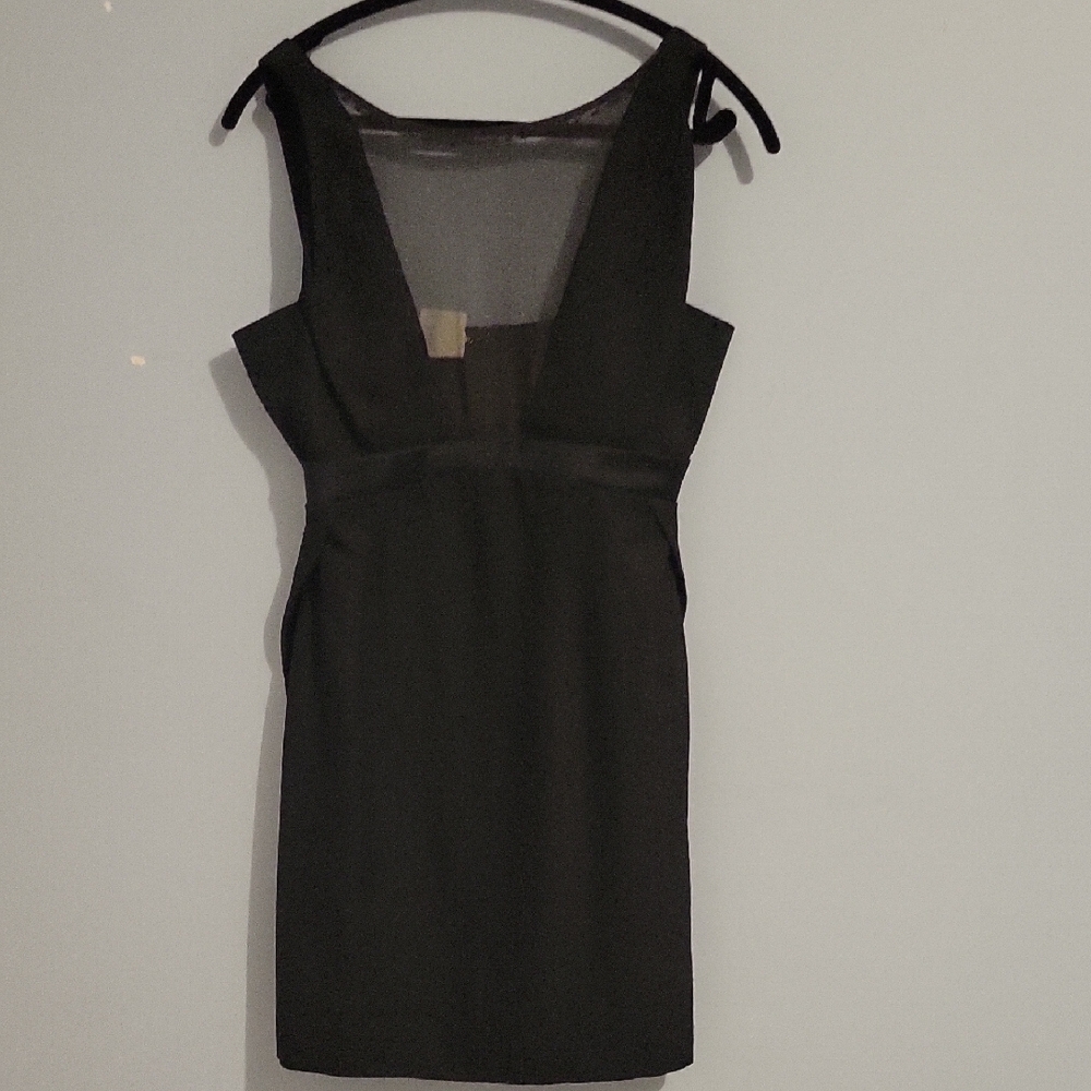 POLLINI Black V Neck Sheer  Front